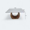 1 Mesa Emirados Mini em Madeira Amêndoa com Tampo de Vidro Off White 120 x 90 - 04 Lugares