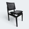 1 Cadeira Florença Preto com Estofado em Courissimo Preto e Encosto Rattan