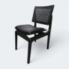 Cadeira Florença Preto com Estofado em Courissimo Preto e Encosto Rattan