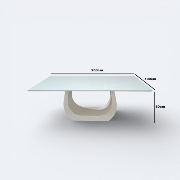 Mesa Emirados Madeira Branca com tampo de vidro Branco