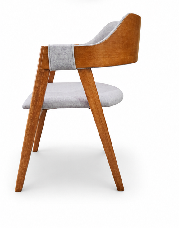 Cadeira Safira Amêndoa com Estofado em Boucle Cinza 1020-05
