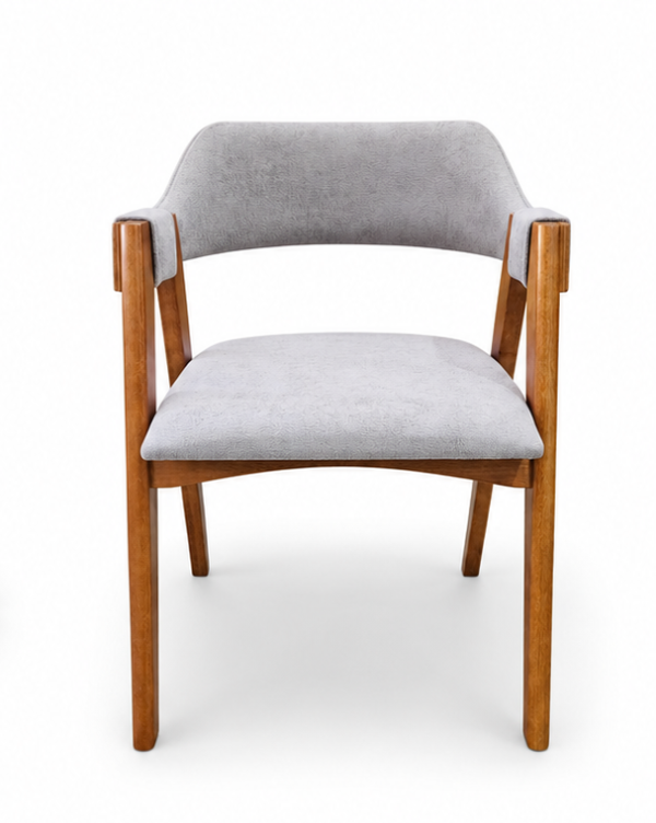 Cadeira Safira Amêndoa com Estofado em Boucle Cinza 1020-05
