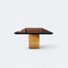 Mesa Emirados Madeira Amêndoa com Tampo de Vidro Preto 160 x 90