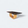 Mesa Emirados Madeira Amêndoa com Tampo de Vidro Preto 160 x 90