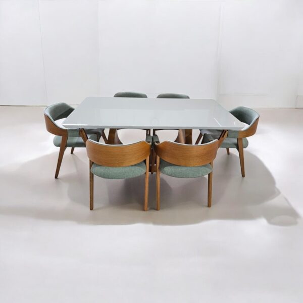 Conjunto - Mesa Emirados Off White com Cadeiras Safira