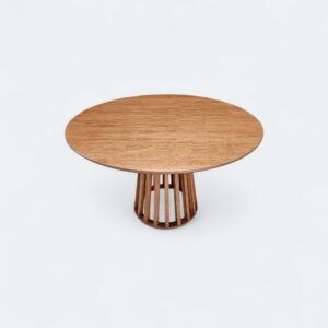 Mesa Florença Redonda com Tampo Laminado Amêndoa