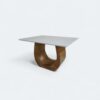 Mesa Emirados Mini em Madeira Amêndoa com Tampo de Vidro Off White 120 x 90