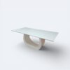Mesa Emirados Madeira Branca com tampo de vidro Branco 200x100