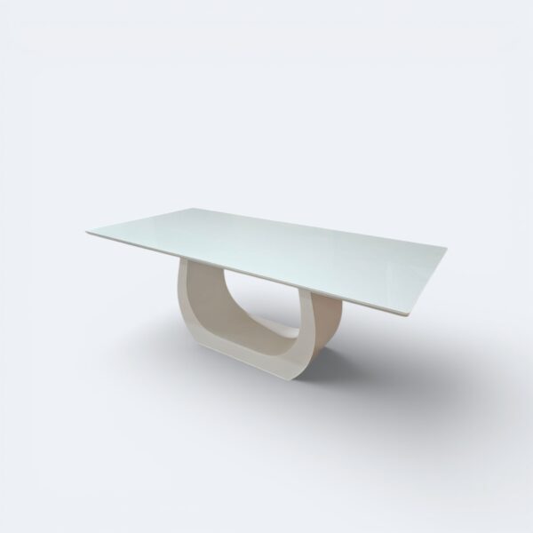 Mesa Emirados Madeira Branca com tampo de vidro Branco 200x100