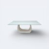 Mesa Emirados Madeira Branca com tampo de vidro Branco 200x100