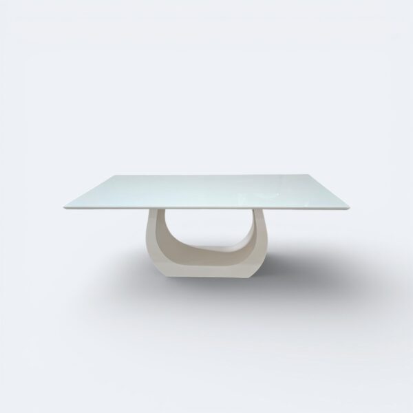 Mesa Emirados Madeira Branca com tampo de vidro Branco 200x100