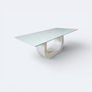 Mesa Emirados Madeira Branca com tampo de vidro Branco 200x100