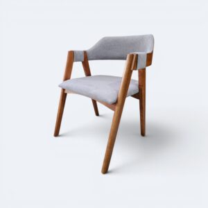 Cadeira Safira Amêndoa com Estofado em Boucle Cinza 1020-05