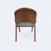 Cadeira London Amêndoa com Estofado em Linho Verde com Courissimo Caramelo