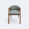 Cadeira London Amêndoa com Estofado em Linho Verde com Courissimo Caramelo