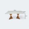 Mesa Verona Bases Amêndoa e Tampo Off White com Vidro 220x110