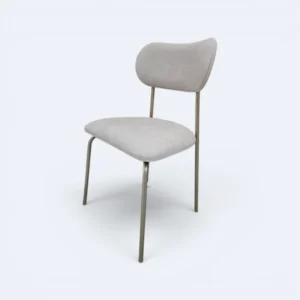 Cadeira Serena em Metal Champagne com Estofado em Boucle Bege