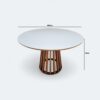 Mesa Florença Redonda com Tampo Laminado Branco com vidro 120cm