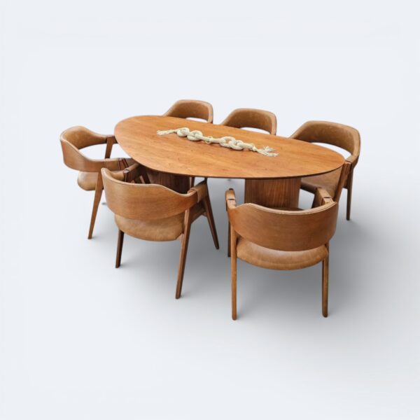 Conjunto Serena 200x100 cm + 06 Cadeiras Safira courissimo Caramelo