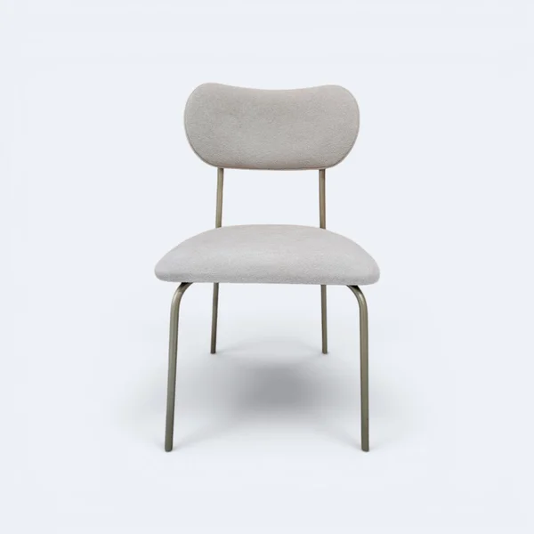 Cadeira Serena em Metal Champagne com Estofado em Boucle Bege