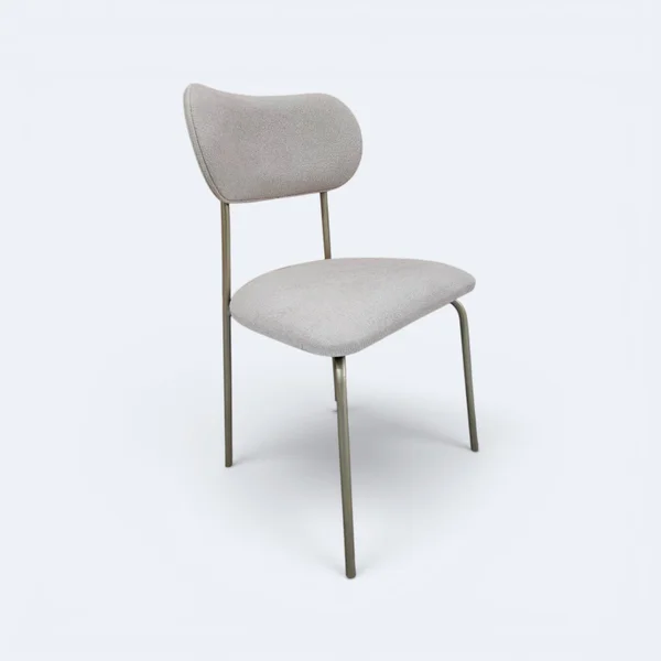 Cadeira Serena em Metal Champagne com Estofado em Boucle Bege
