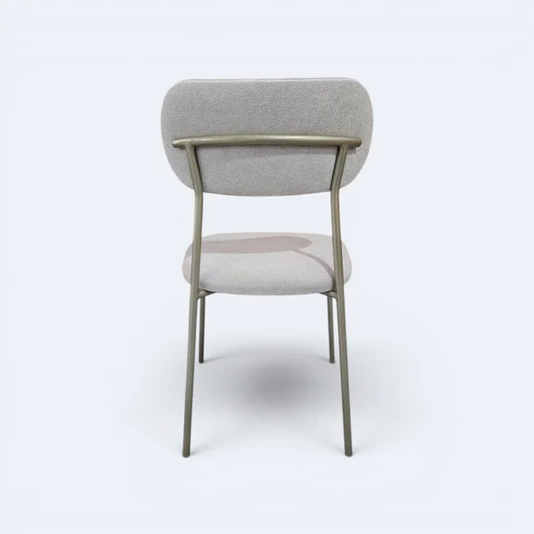 Cadeira Serena em Metal Champagne com Estofado em Boucle Bege