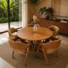 Conjunto Florença 140 cm + 05 Cadeiras Safira courissimo Caramelo