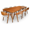 Conjunto Paluzzo Amêndoa 260x100 cm com Cadeiras Safira Amêndoa Facto Branco - 8 Lugares