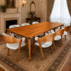 Conjunto Paluzzo Amêndoa 260x100 cm com Cadeiras Safira Amêndoa Facto Branco - 8 Lugares