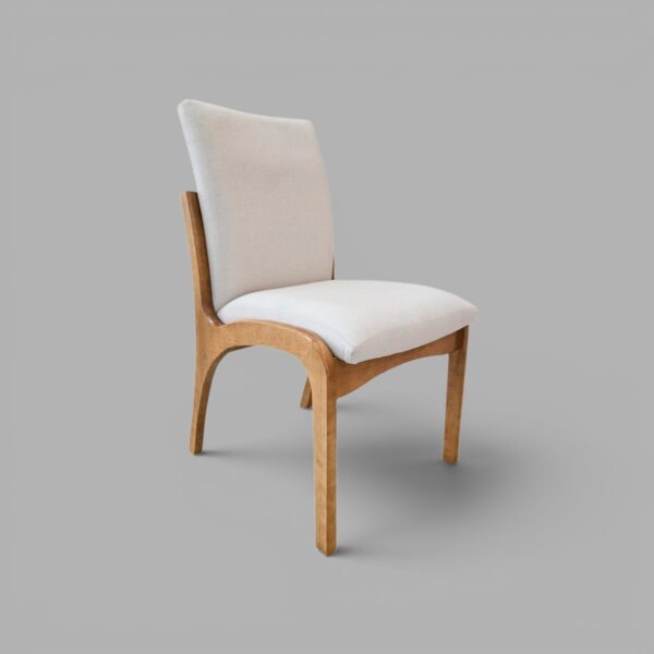 Conjunto Paluzzo Amêndoa 180×90 com 06 Cadeiras Milano Amêndoa com Estofado em Linho Branco