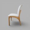 Conjunto Paluzzo Amêndoa 180×90 com 06 Cadeiras Milano Amêndoa com Estofado em Linho Branco