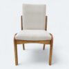 Conjunto Palazzo Amêndoa 180×90 com 06 Cadeiras Milano Amêndoa com Estofado em Linho Branco