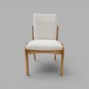 Conjunto Paluzzo Amêndoa 180×90 com 06 Cadeiras Milano Amêndoa com Estofado em Linho Branco
