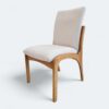 Conjunto Palazzo Amêndoa 180×90 com 06 Cadeiras Milano Amêndoa com Estofado em Linho Branco