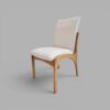 Conjunto Paluzzo Amêndoa 180×90 com 06 Cadeiras Milano Amêndoa com Estofado em Linho Branco