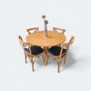 Conjunto Ambar Mesa 100 cm Mel com Cadeiras Treviso Mel com estofado em Facto Preto