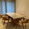 Conjunto Emirados 180x100 + 06 Cadeiras Safira Cadeira Safira Amêndoa com Estofado em Courissimo Bege