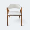 Conjunto Emirados 180x100 cm+ 06 Cadeiras Safira Cadeira Safira Amêndoa com estofado em Facto Branco