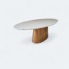 Mesa Oval Provença Tampo Off White com Vidro 200x100