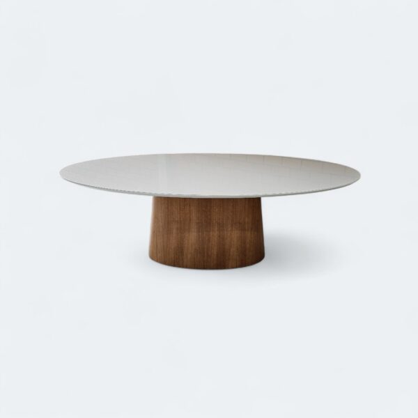 Mesa Oval Provença Tampo Off White com Vidro 200x100