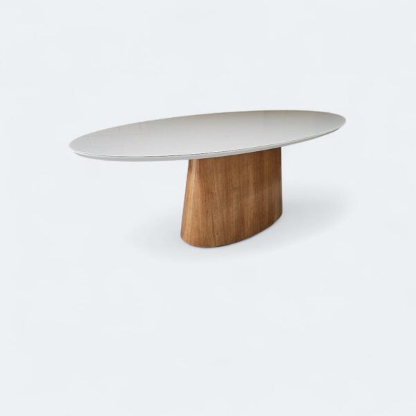Mesa Oval Provença Tampo Off White com Vidro 200x100
