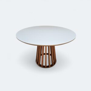 Mesa Florença Redonda com Tampo Vidro Branco 120cm