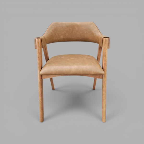 Conjunto Paluzzo Amêndoa 180×90 com 06 Cadeiras Safira Amêndoa Estofado em couríssimo Caramelo