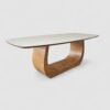 Mesa London Amêndoa com Tampo Vidro Off White 220 x 110 cm - 8 lugares