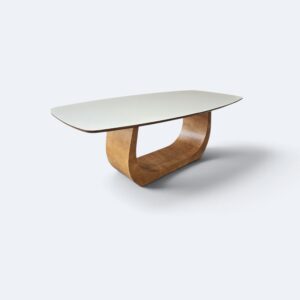 Mesa London Amêndoa com Tampo Vidro Off White 200x100