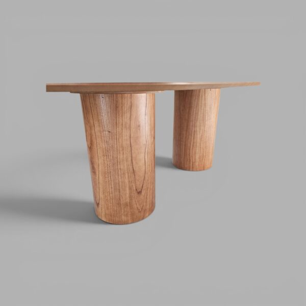 Conjunto Treviso Amendoa 260×130 + 08 Cadeira Safira Amêndoa com estofado em Courissimo Cinza 9302