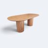 Conjunto Treviso Amendoa 260×130 + 08 Cadeira Safira Amêndoa com estofado em Courissimo Preto