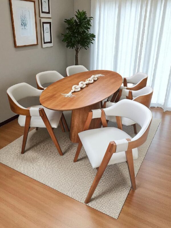 Mesa Oval Provença Amêndoa 200x100