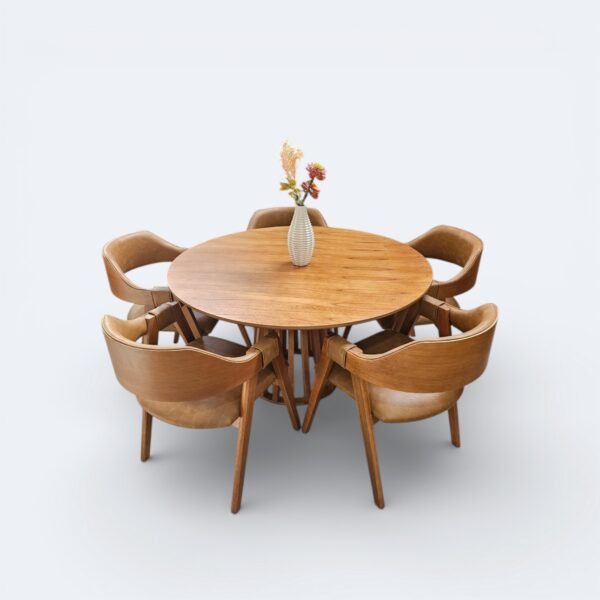 Conjunto Florença 140 cm + 05 Cadeiras Safira courissimo Caramelo