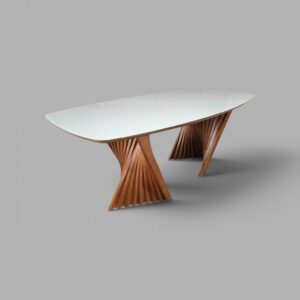 Mesa Viena Amêndoa Com Vidro Off White 200x100